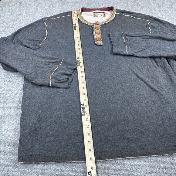 Carbon 2 Cobalt Mens XXL Long Sleeve Kinetic Henley Shirt Cotton Distressed Grey - Picture 3 of 7